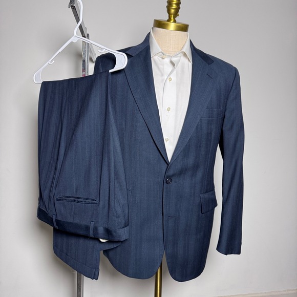 Country Britches For Nordstrom Mens Pinstripe Wool Suit Set 40S 32W